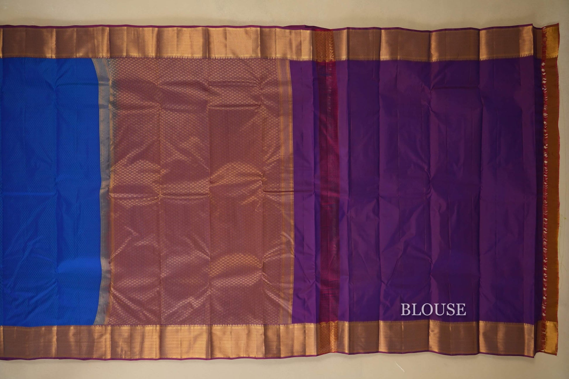 Peacock Blue Light Weight Kanchipuram Silk Saree Blouse