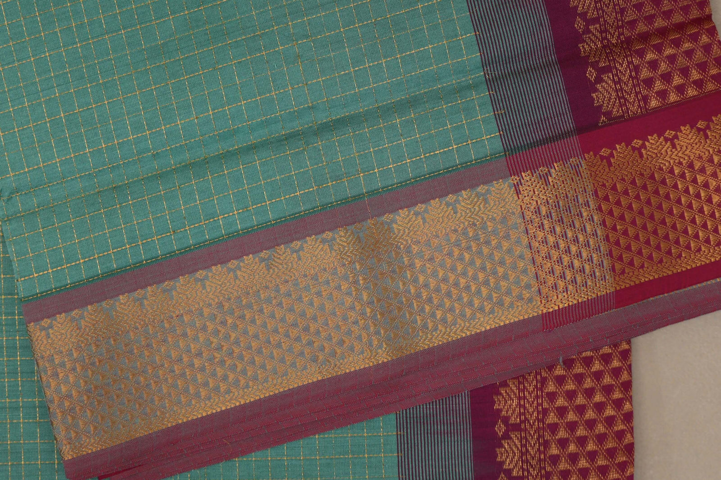 Aqua green Nine and a half Yards Silk Cotton Saree SS9167