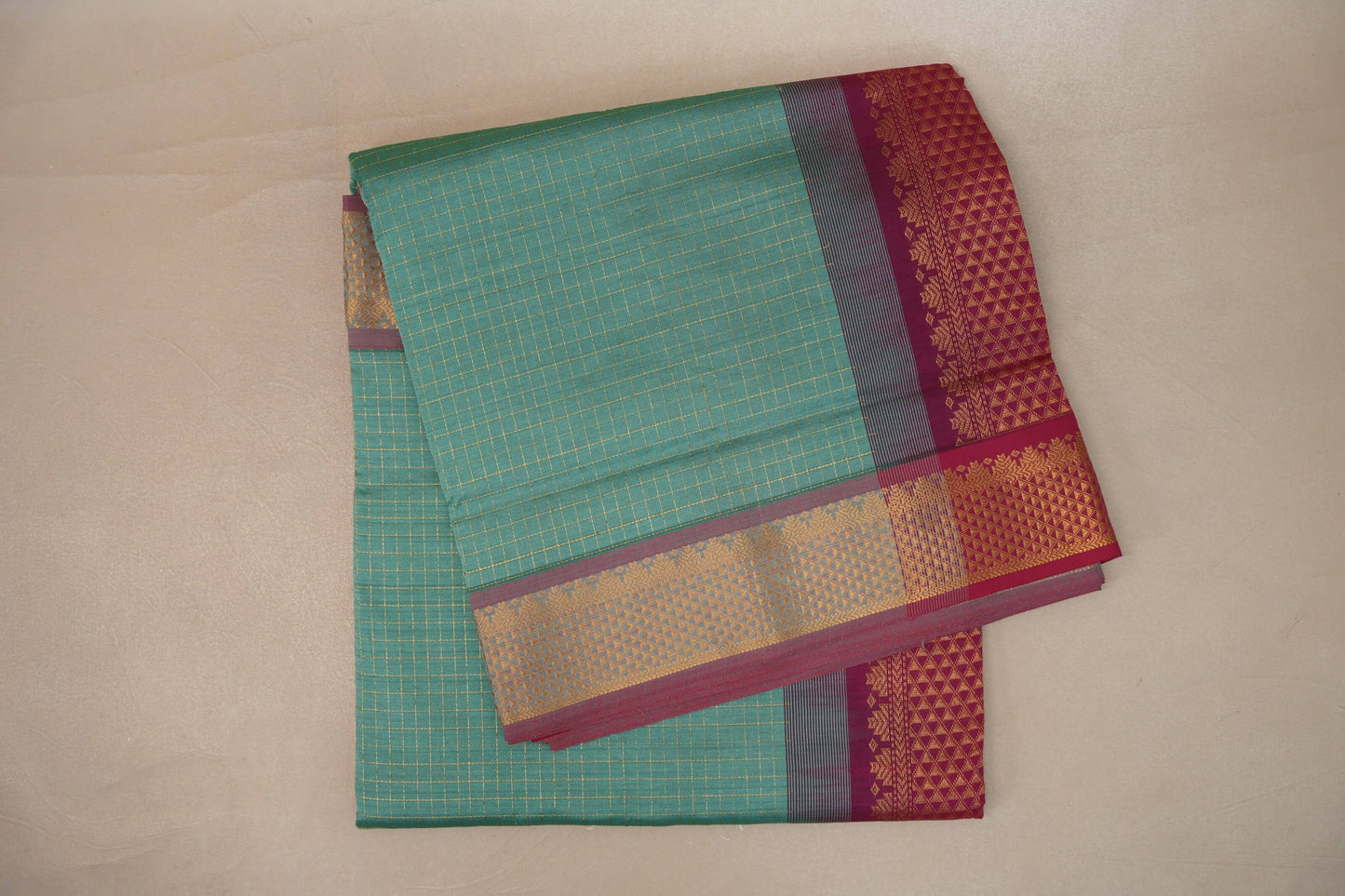 Aqua green Nine and a half Yards Silk Cotton Saree SS9167