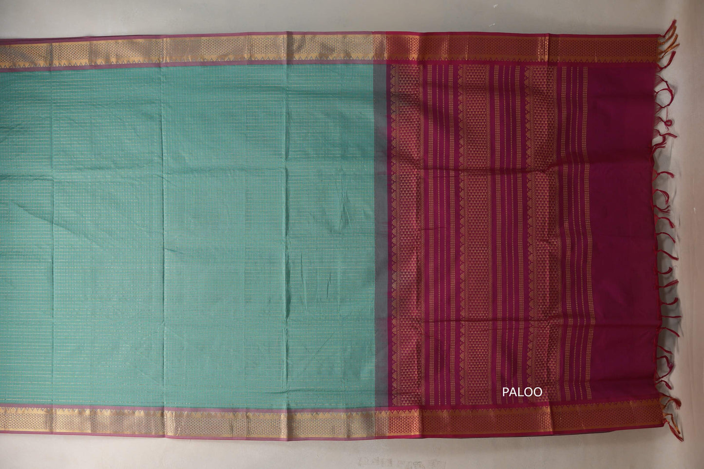 Aqua green Nine and a half Yards Silk Cotton Saree SS9167