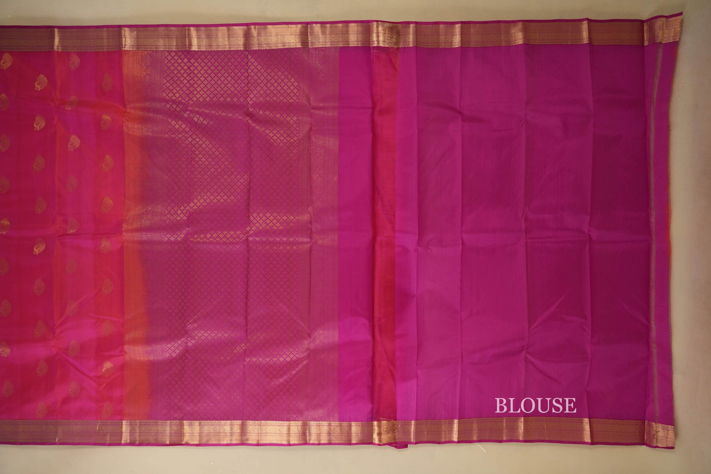 Peach Pink Light Weight Kanchipuram Silk Saree Blouse