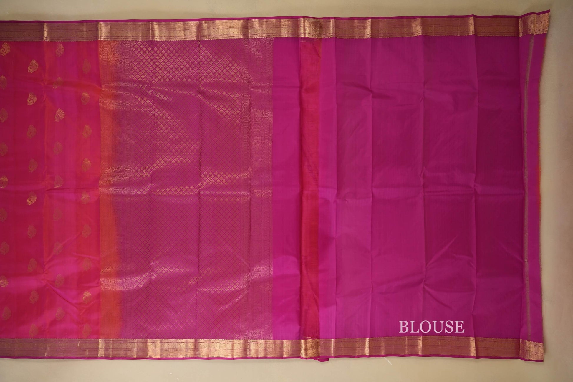 Peach Pink Light Weight Kanchipuram Silk Saree Blouse
