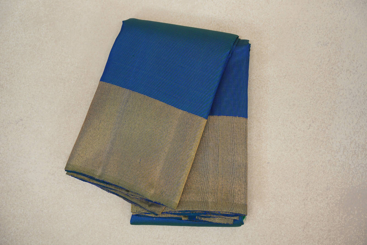 Peacock Blue Vaira Oosi Vintage Kanjivaram Silk Saree