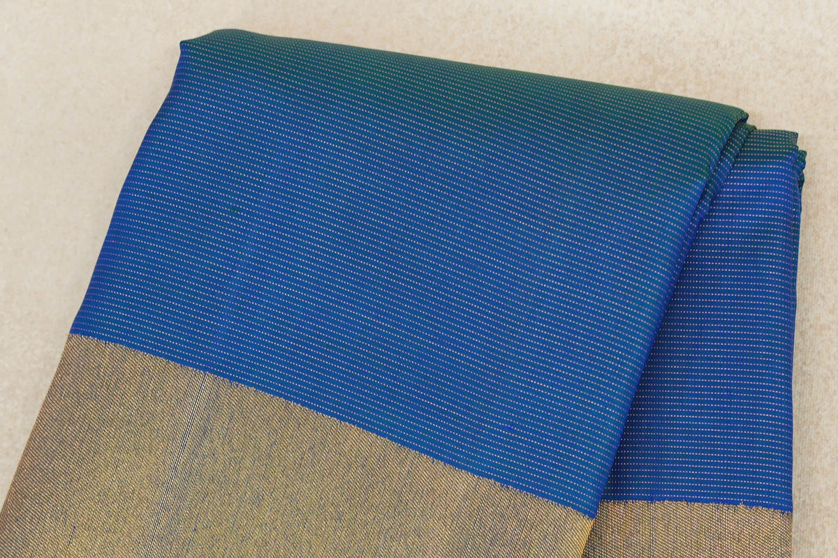 Peacock Blue Vaira Oosi Vintage Kanjivaram Silk Saree body