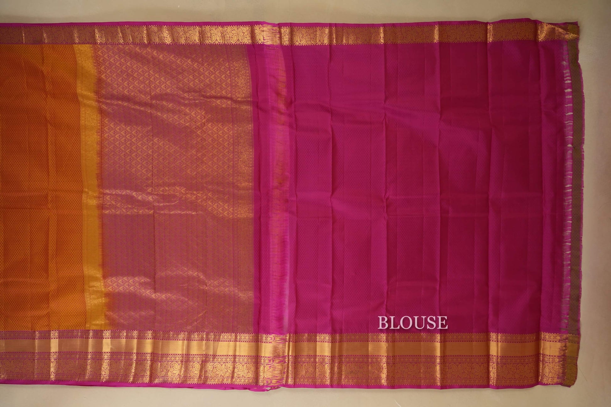 Mustard Light Weight Kanchipuram Silk Saree Blouse