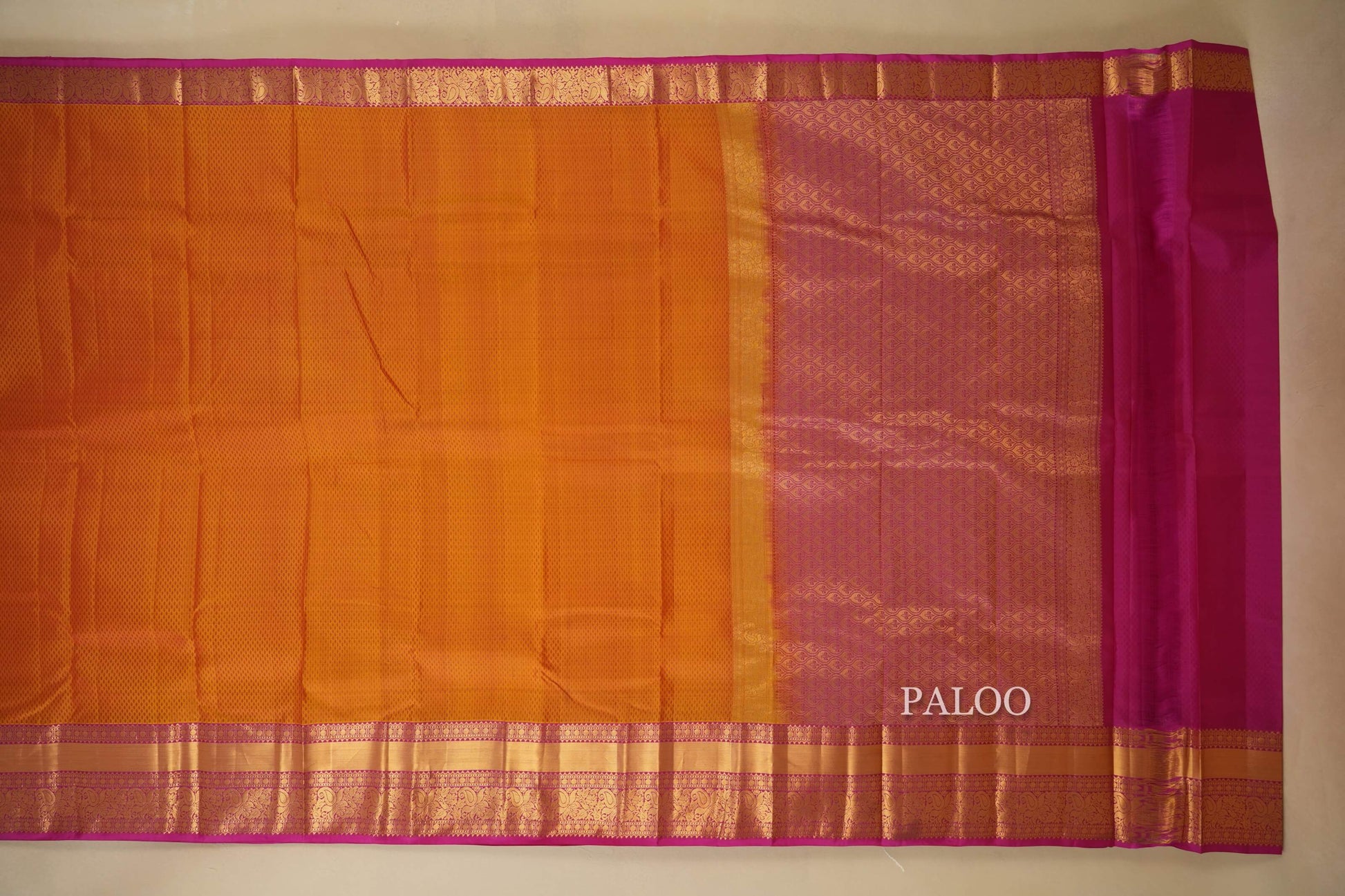 Mustard Light Weight Kanchipuram Silk Saree Paloo