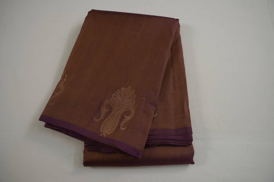 Mustard with magenta light weight kanchipuram silk saree