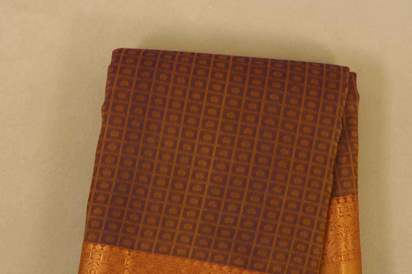 Purple with Mustard Body Light Weight Kanchipuram Silk Saree body zoom