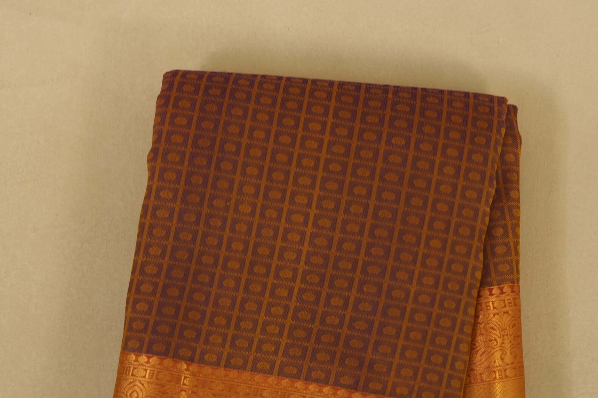 Purple with Mustard Body Light Weight Kanchipuram Silk Saree body zoom
