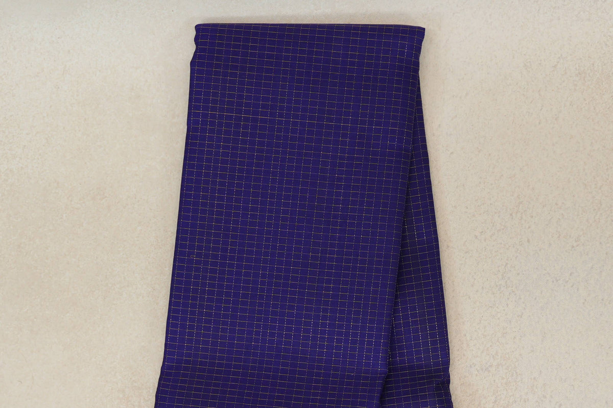 Deep Royal Blue with Small Zari Checks Vintage Kanjivaram Silk Saree body