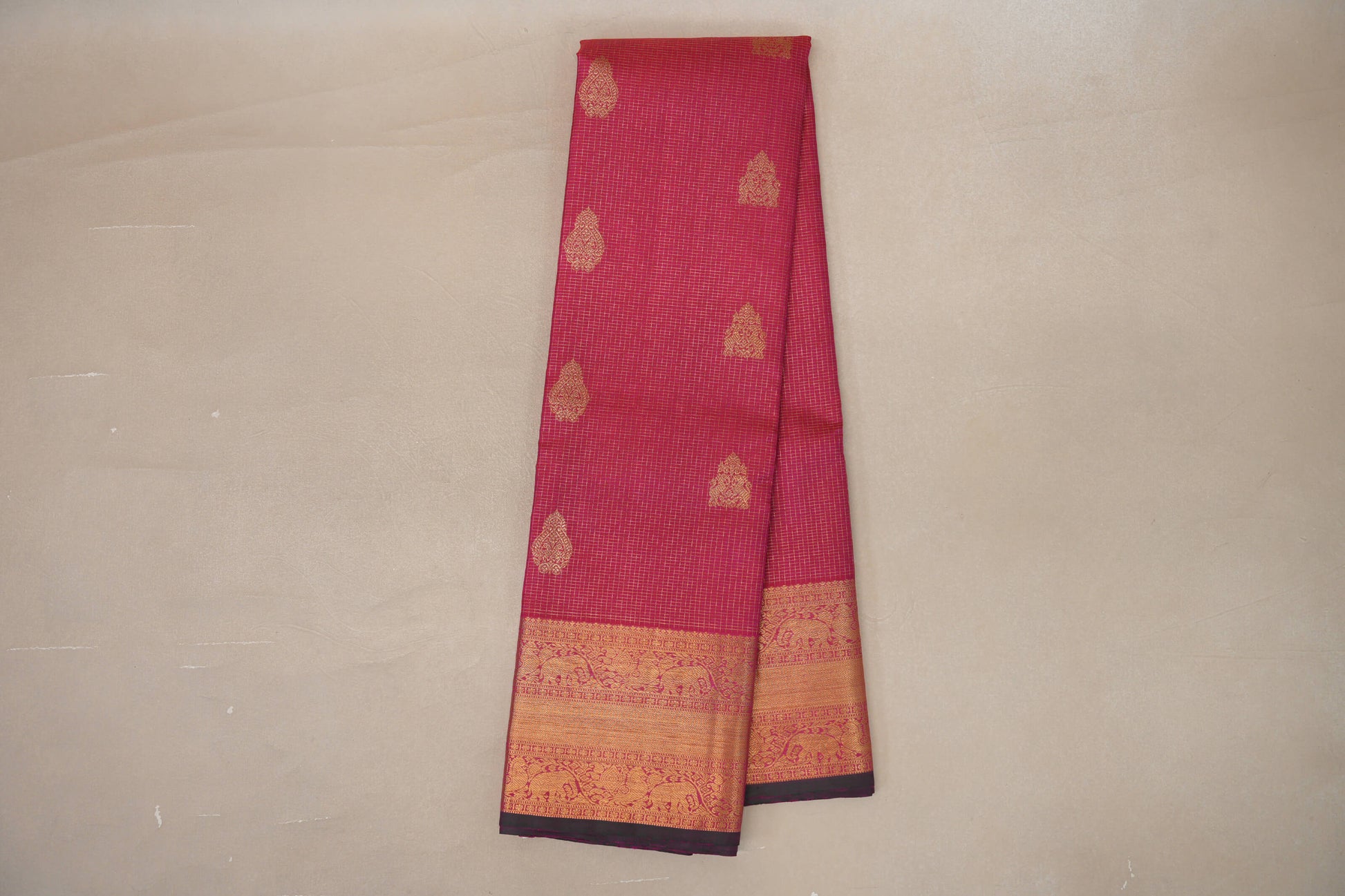 Online Bright Pink Vintage Kanjivaram Silk Saree