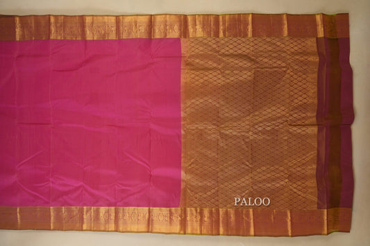 Pink with Manthulir Borders Light Weight Kanchipuram Silk Saree Paloo