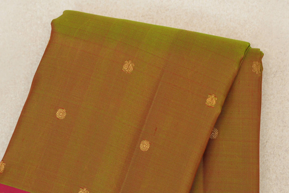 Manthulir with Deep Pink with Mustard Yellow Selvedge Borders Vintage Kanjivaram Silk Saree SS10288