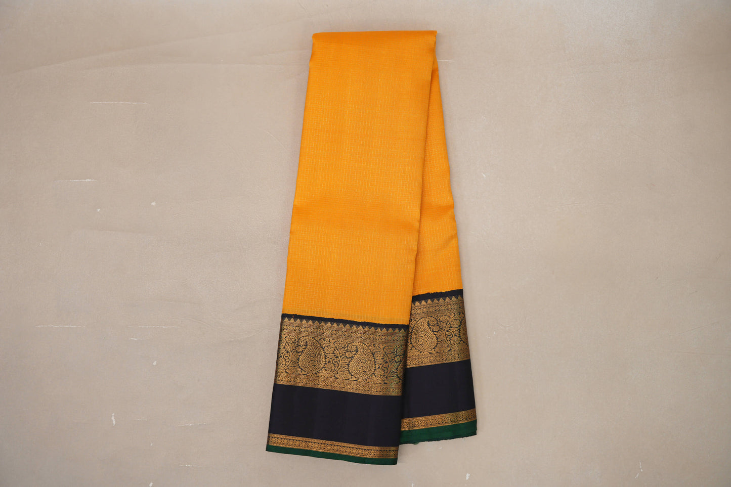 Bright Yellow with Small Zari Check Vintage Kanjivaram Silk Saree SS9177