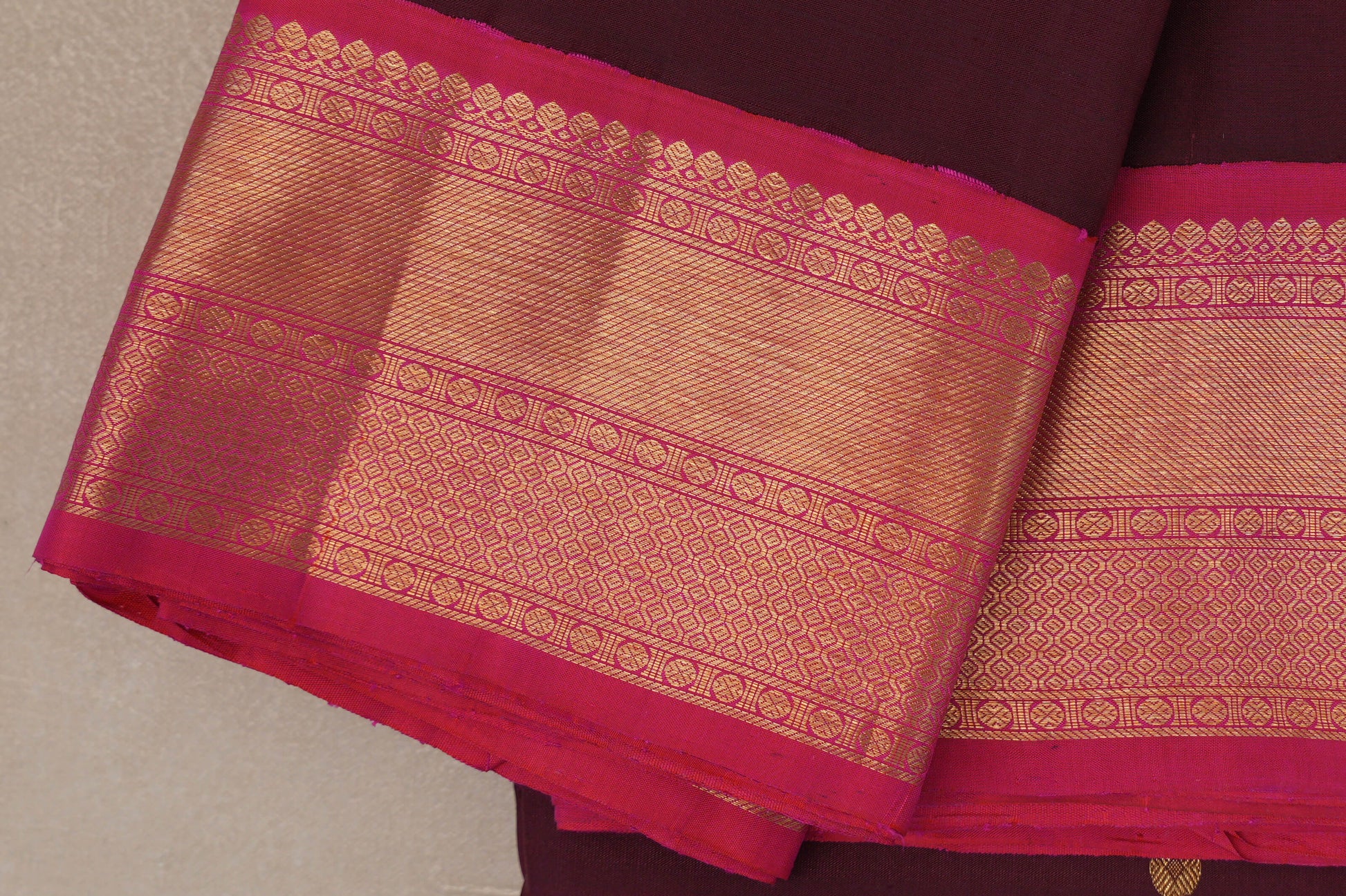 Deep Plum Vintage Kanjivaram Silk Saree borders