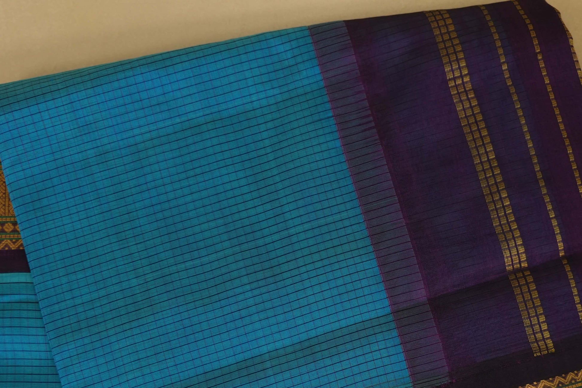 Dark Rama Blue Silk Cotton Saree body zoom