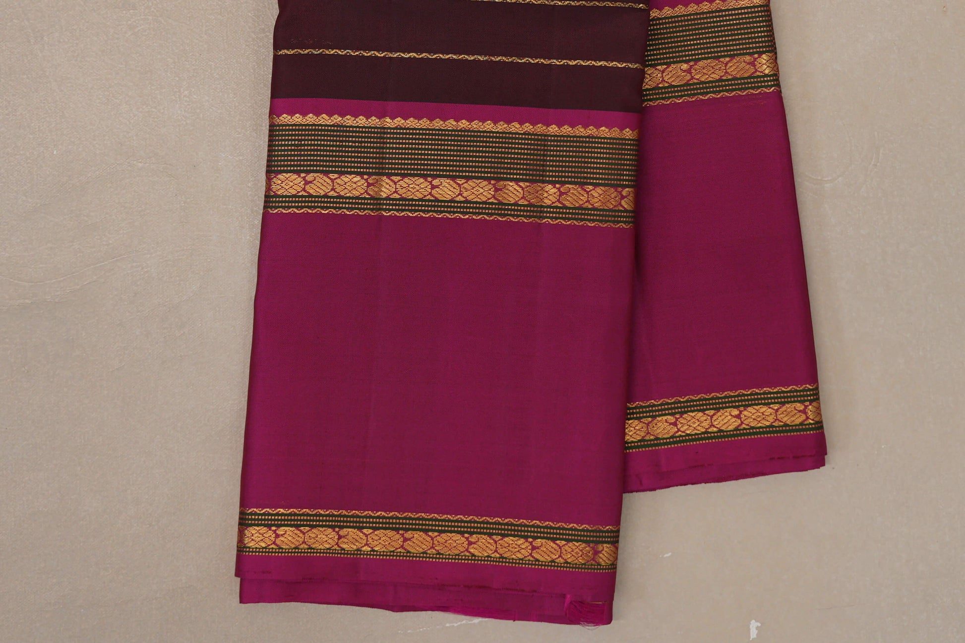 Dark Maroon Vintage Kanjivaram Silk Saree borders