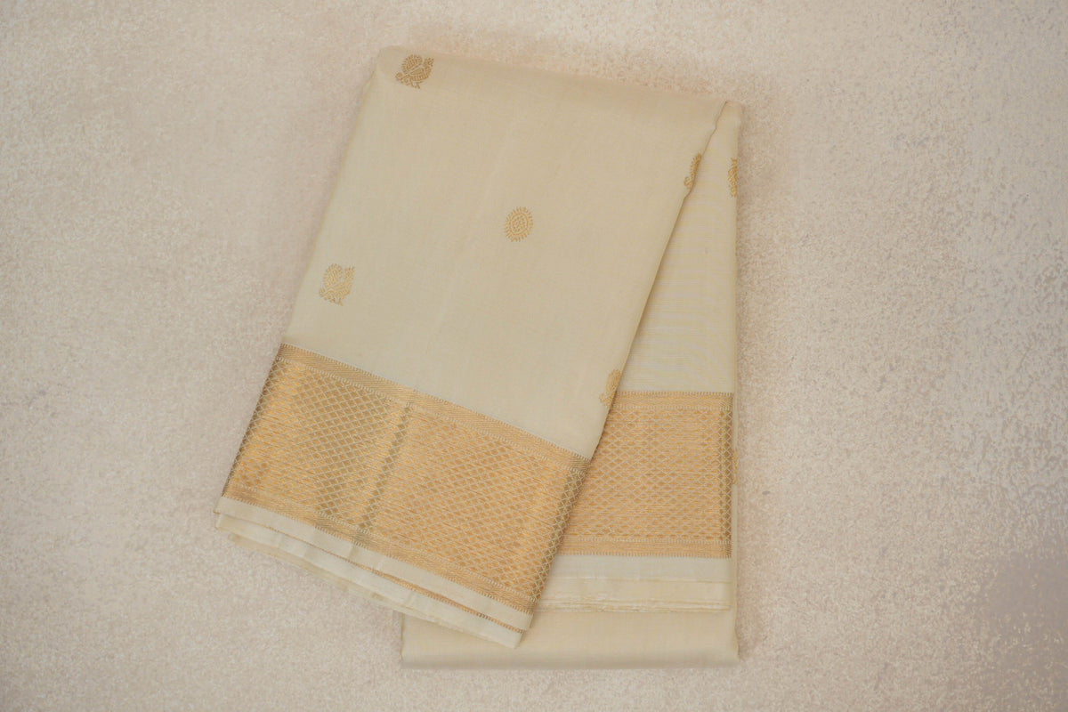 Cream Vintage Kanjivaram Silk Saree