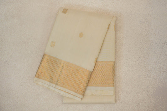 Cream Vintage Kanjivaram Silk Saree