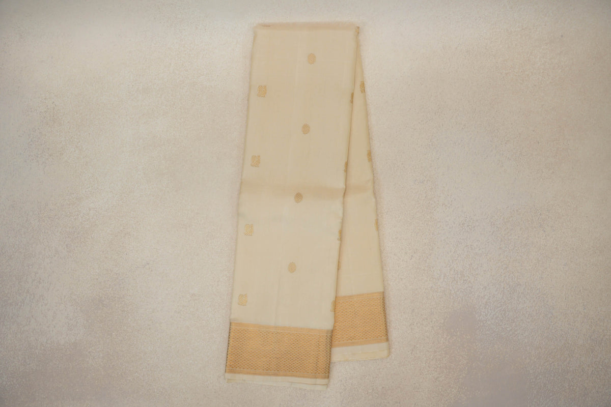 Cream Vintage Kanjivaram Silk Saree