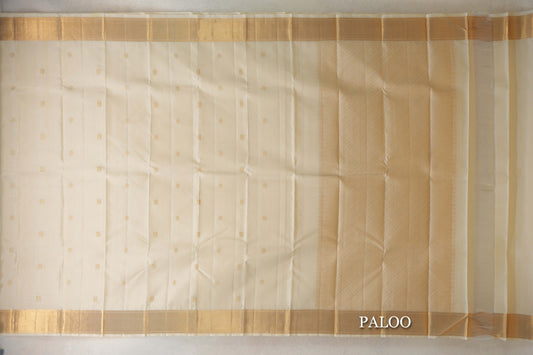 Cream Vintage Kanjivaram Silk Saree paloo