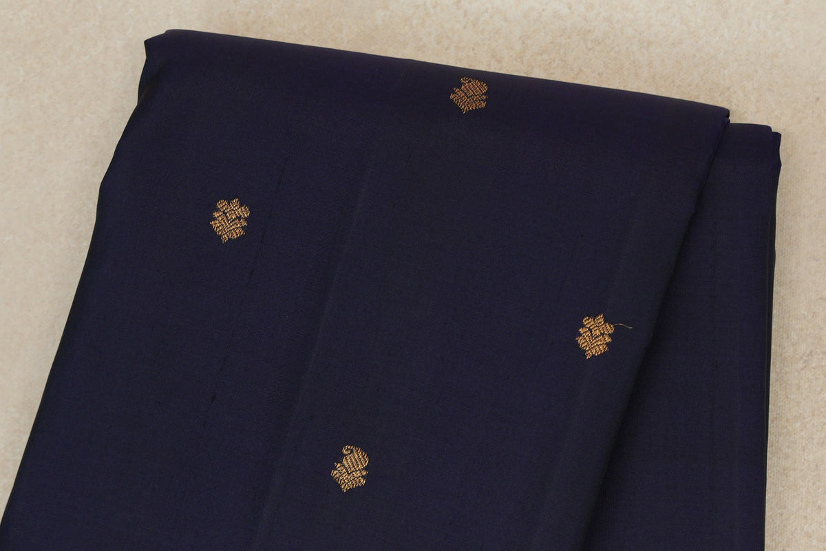 Deep Navy Blue with Deep Magenta with Dark Green Selvedge Borders Vintage Kanjivaram Silk Saree body