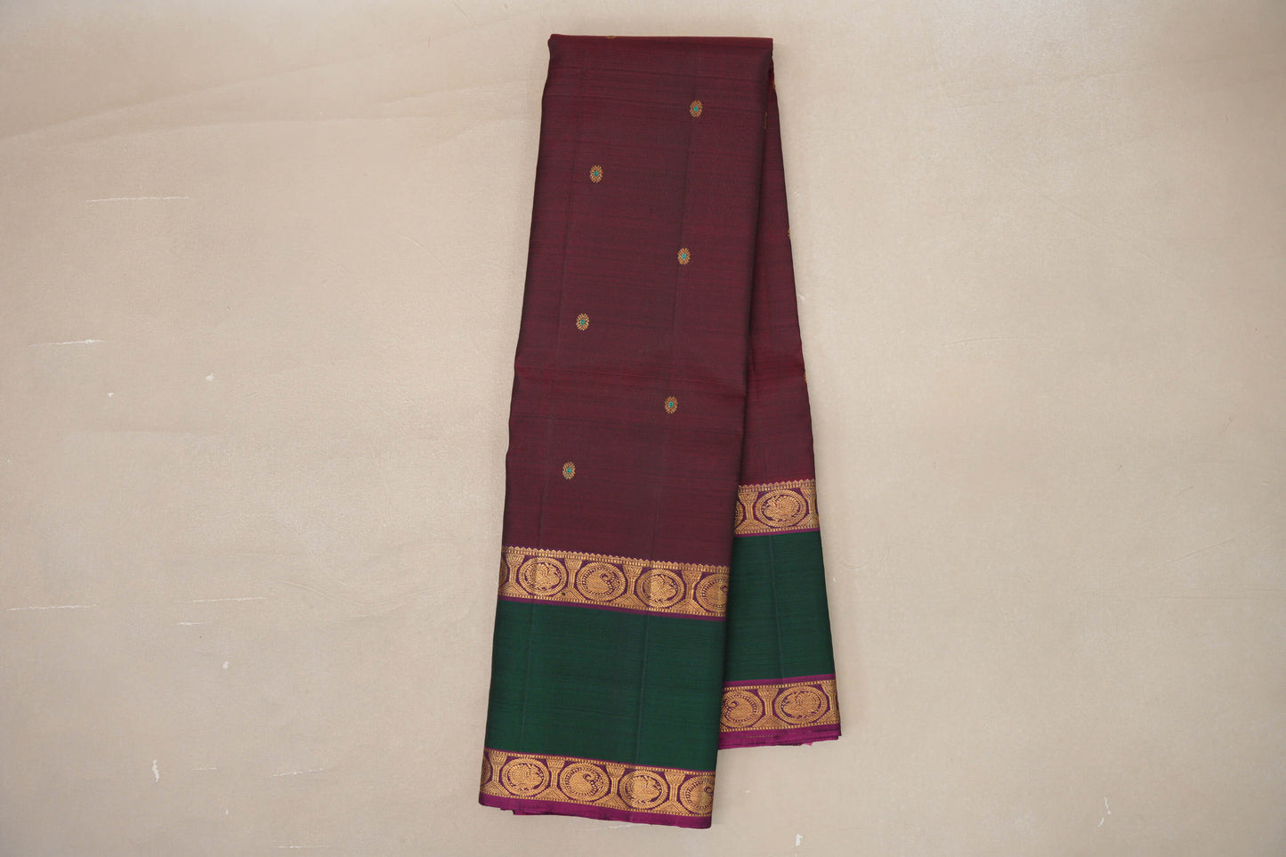 Online Reddish Maroon with Deep Magenta Rettai Pettu Borders Vintage Kanjivaram Silk Saree