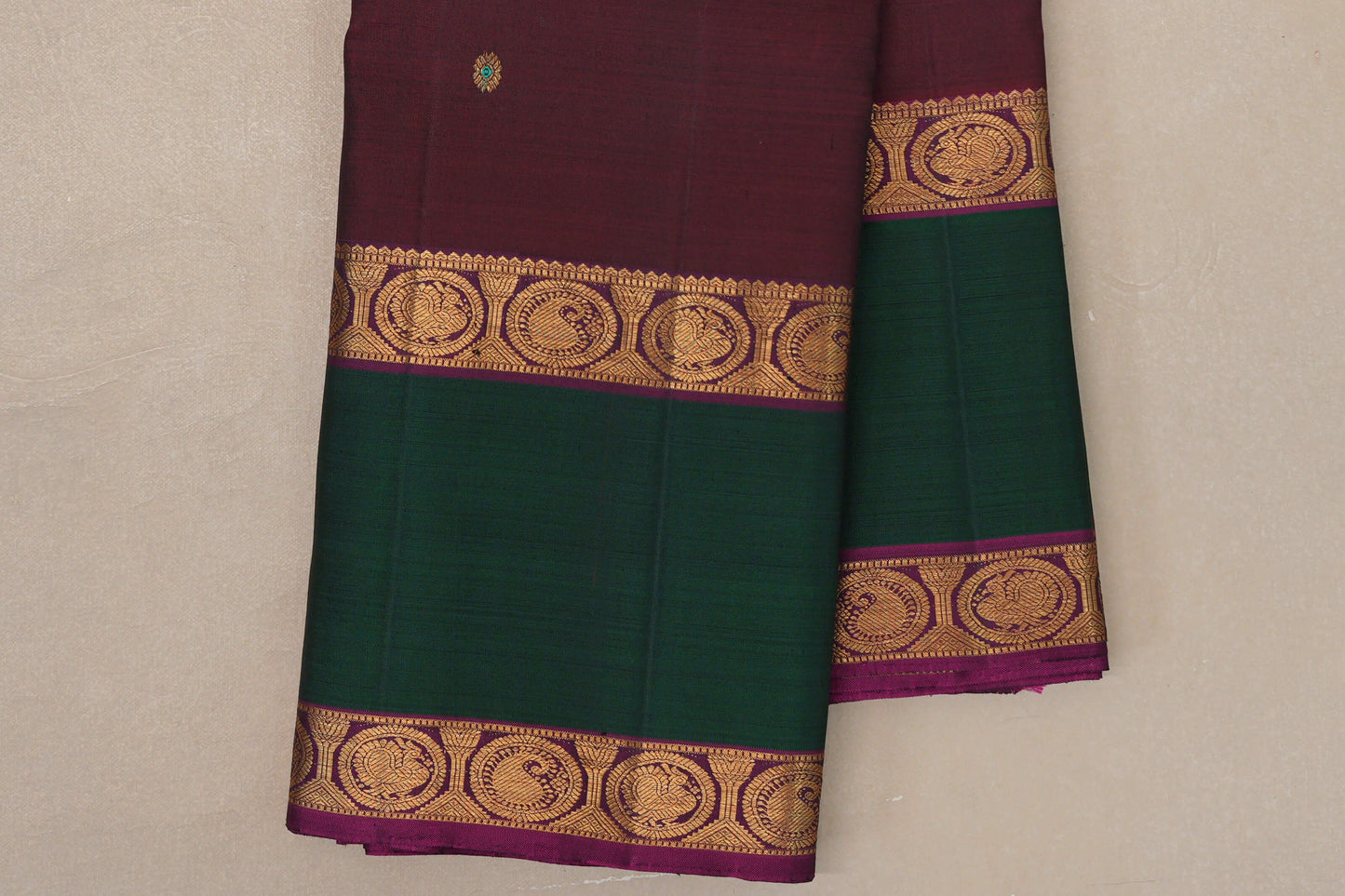 Reddish Maroon Vintage Kanjivaram Silk Saree borders
