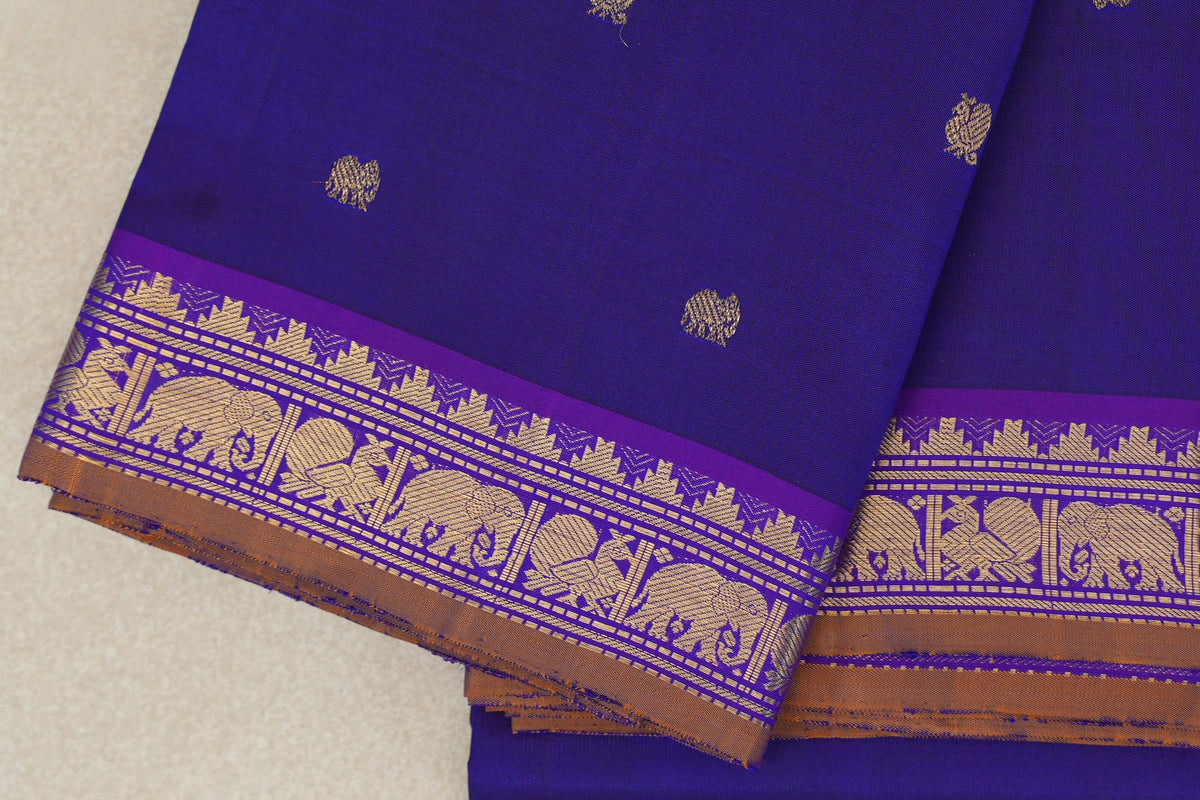 Deep Violet Purple Vintage Kanjivaram Silk Saree border