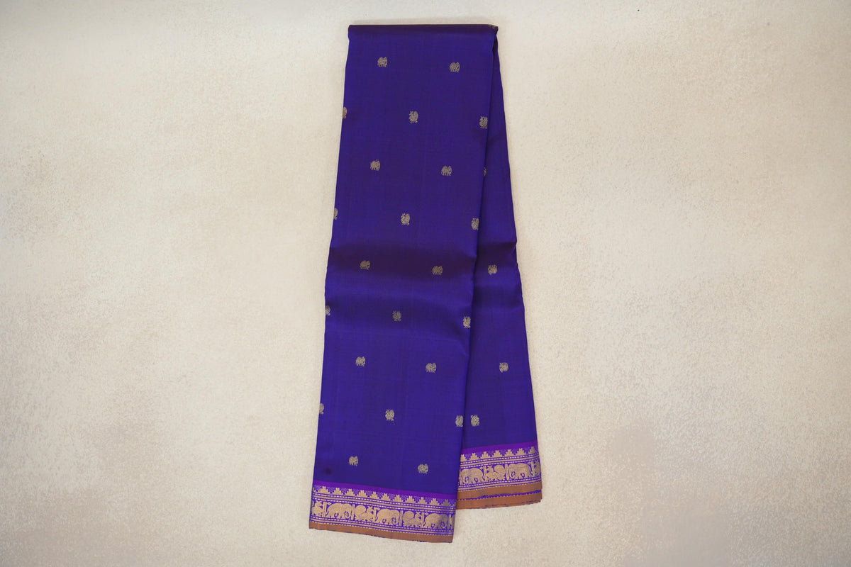 Deep Violet Purple Vintage Kanjivaram Silk Saree