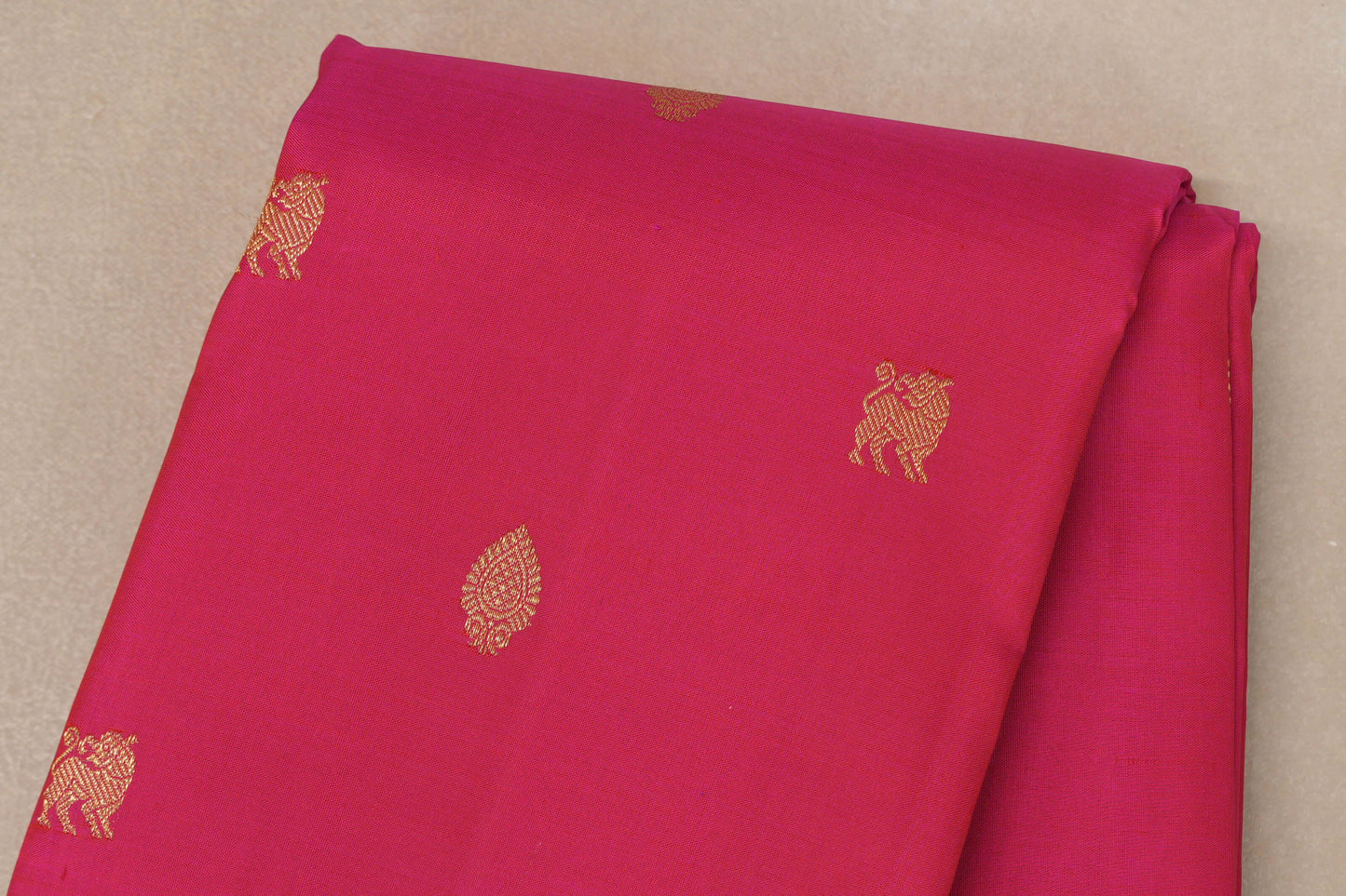 Rani Pink with Cream Borders Vintage Kanjivaram Silk Saree body