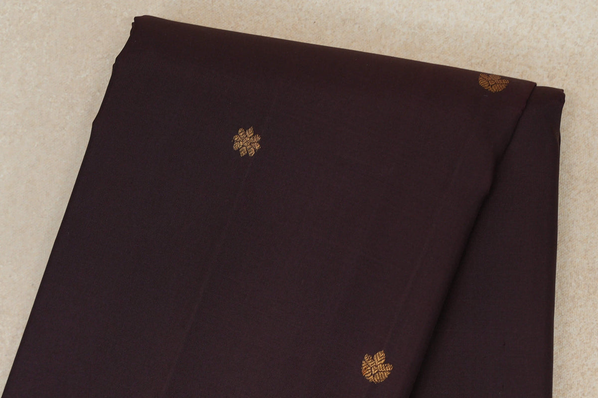 Deep Plum Brown with Deep Magenta with Mustard Oil Selvedge Borders Vintage Kanjivaram Silk Saree body
