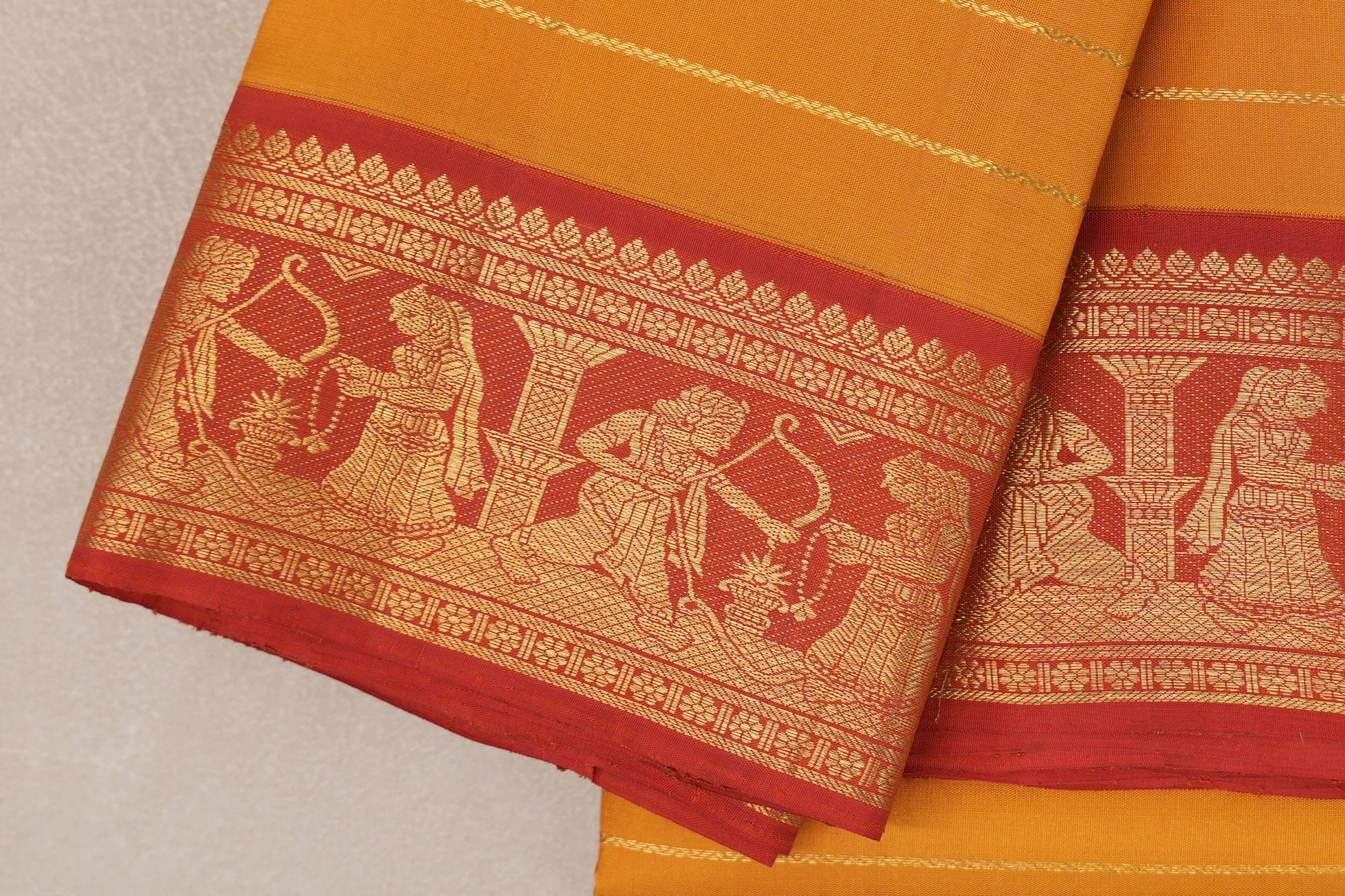 Mango Yellow Vintage Kanjivaram Silk Saree border