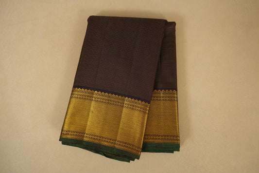 Deep Brown Vaira Oosi Kanjivaram Silk Saree