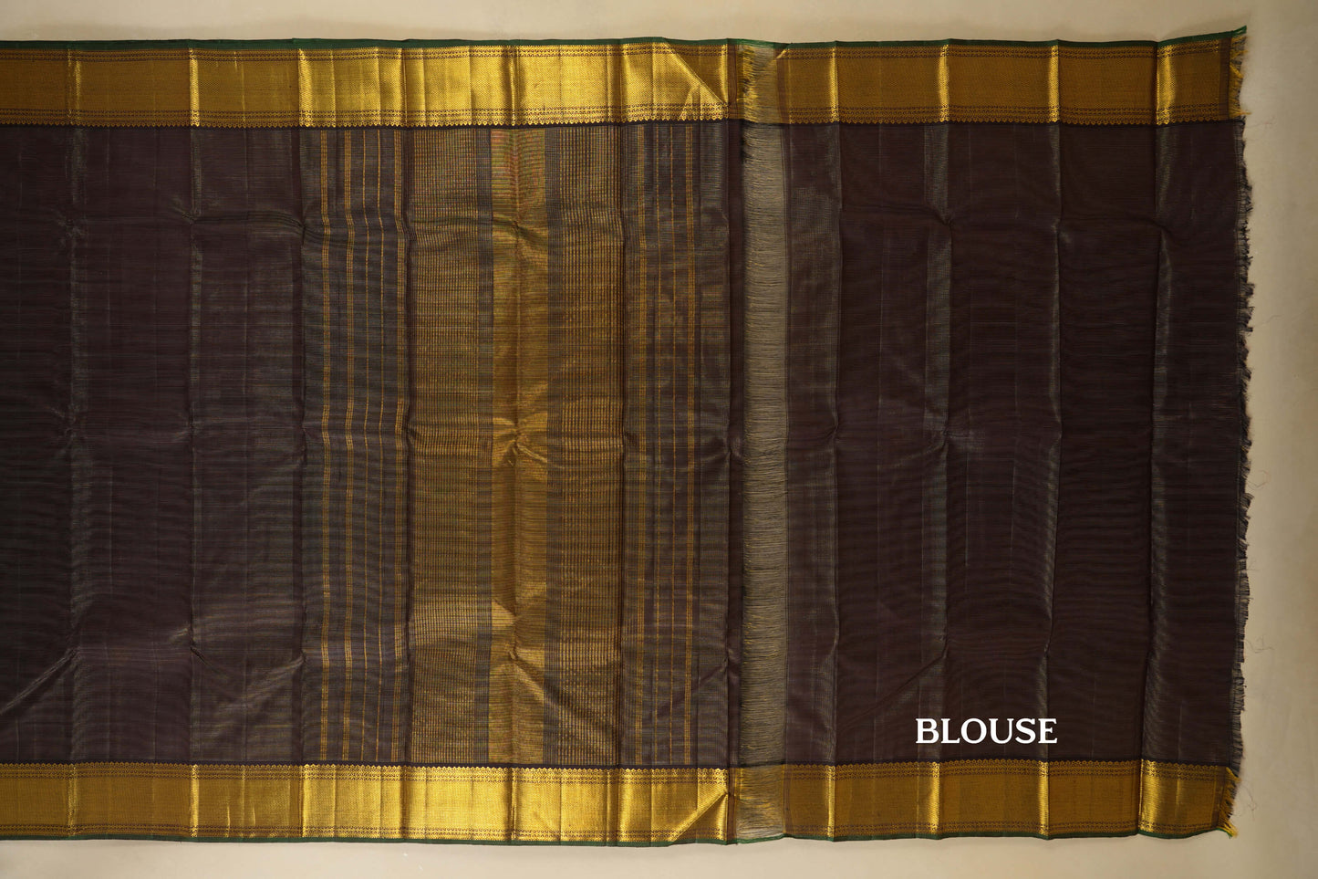 Deep Brown Vaira Oosi Kanjivaram Silk Saree blouse