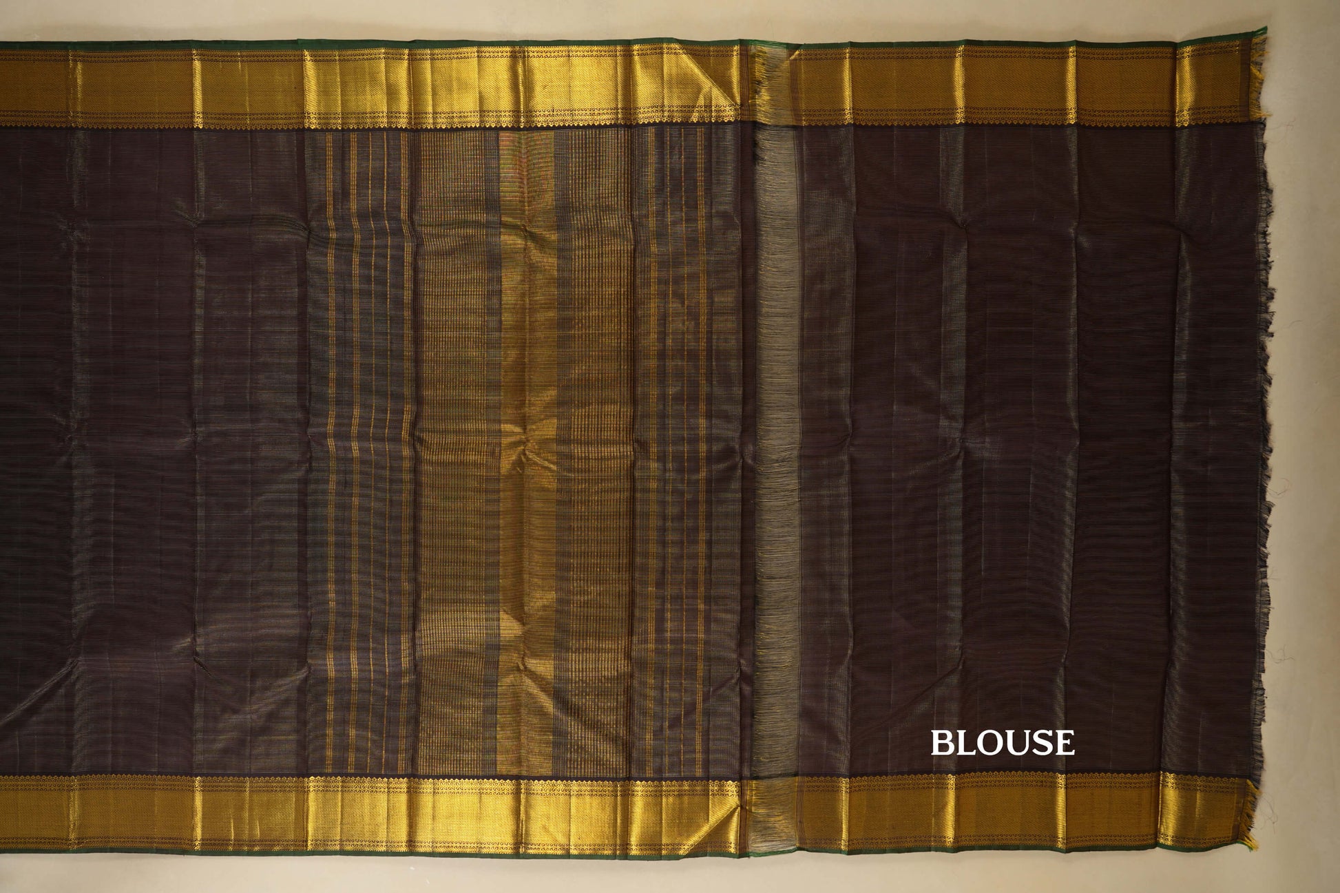 Deep Brown Vaira Oosi Kanjivaram Silk Saree blouse