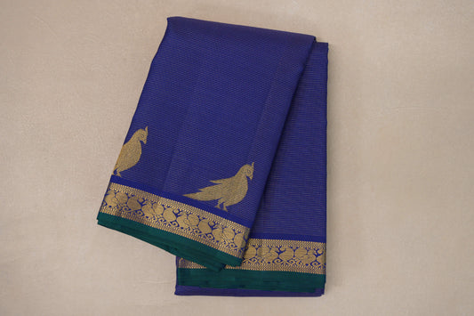 Dark Blue Vaira Oosi Vintage Kanjivaram Silk Saree