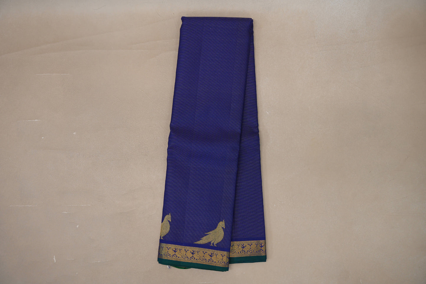Dark Blue Vaira Oosi Vintage Kanjivaram Silk Saree SS9189