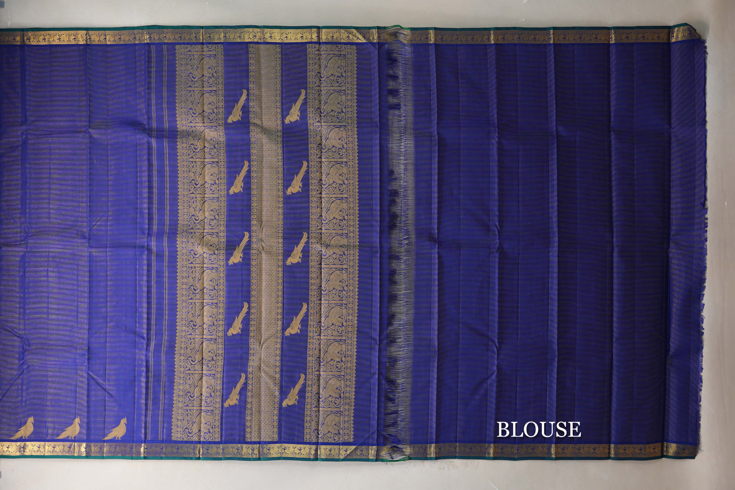 Dark Blue Vaira Oosi Vintage Kanjivaram Silk Saree SS9189