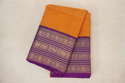 folded Mustard Orange Vintage Kanjivaram Silk Saree