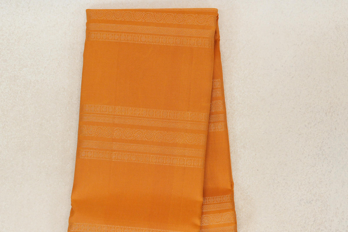 Mustard Orange Vintage Kanjivaram Silk Saree body zoom