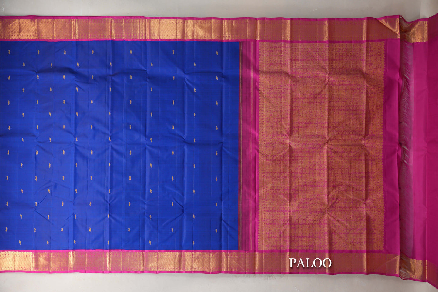 Royal Blue with Bright Pink Borders Vintage Kanjivaram Silk Saree SS9191