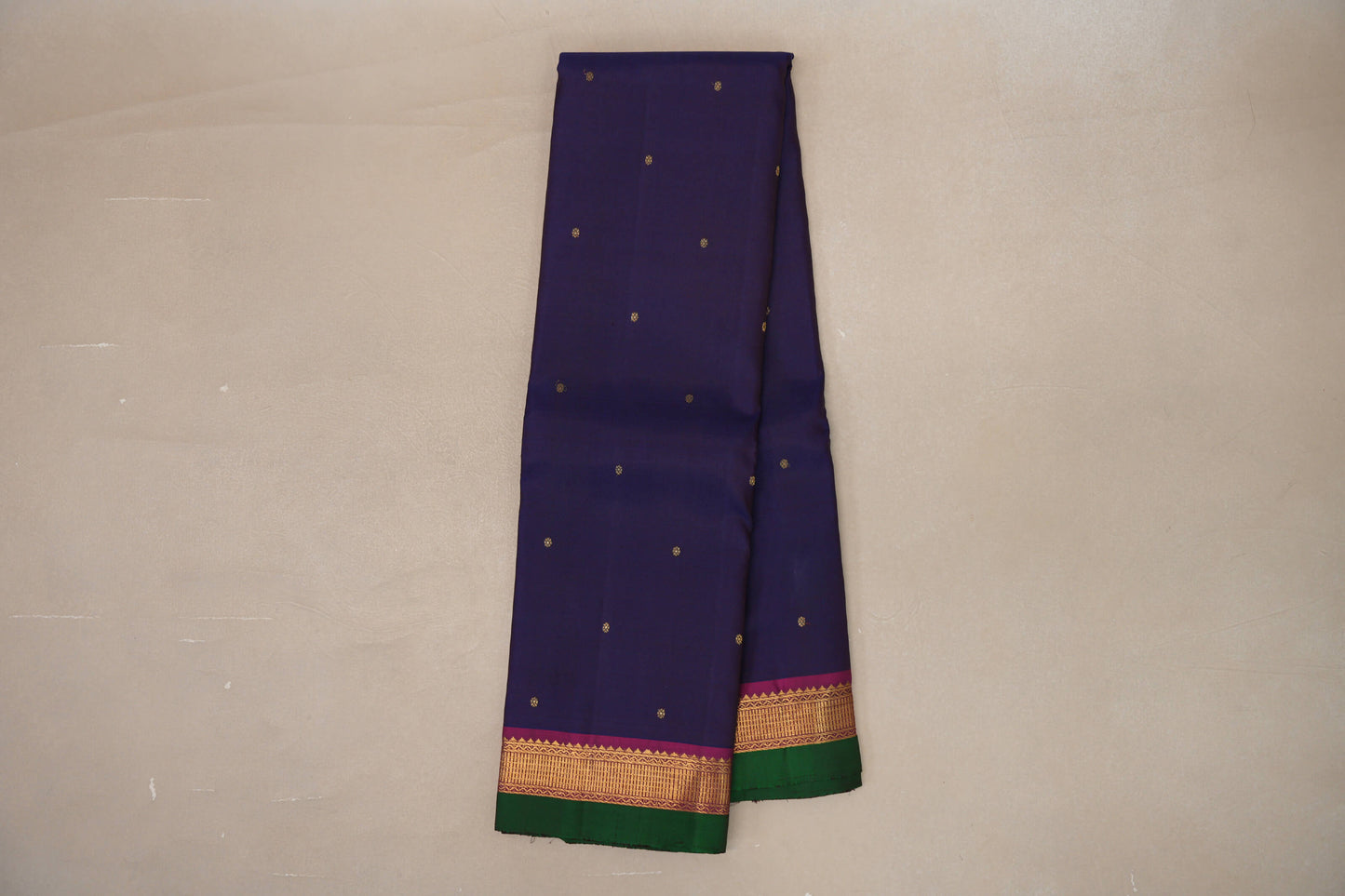 Deep Blue with Deep Magenta Borders Vintage Kanjivaram Silk Saree SS9192