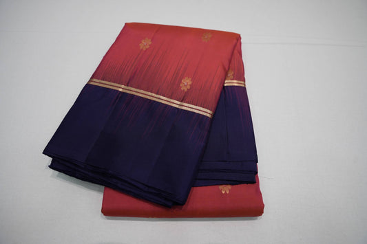 Reddish pink kanchipuram silk saree