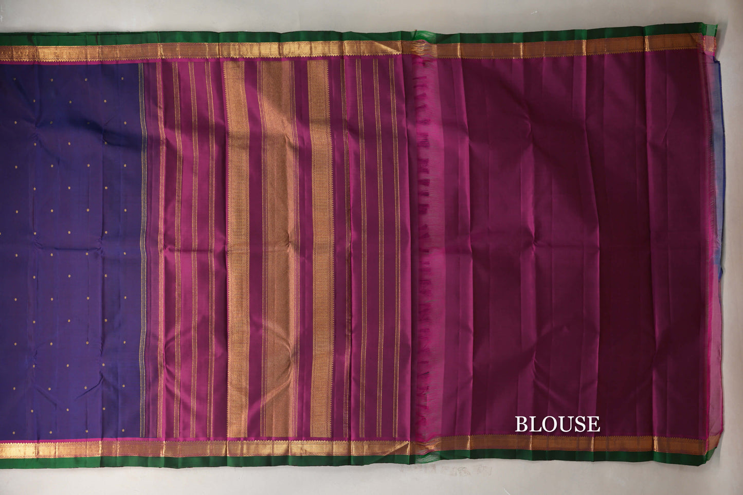 Deep Blue with Deep Magenta Borders Vintage Kanjivaram Silk Saree SS9192