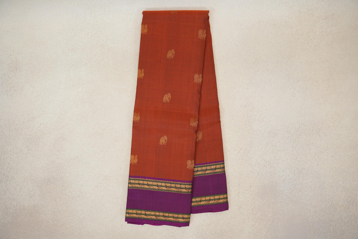 Rust Orange Vintage Kanjivaram Silk Saree online
