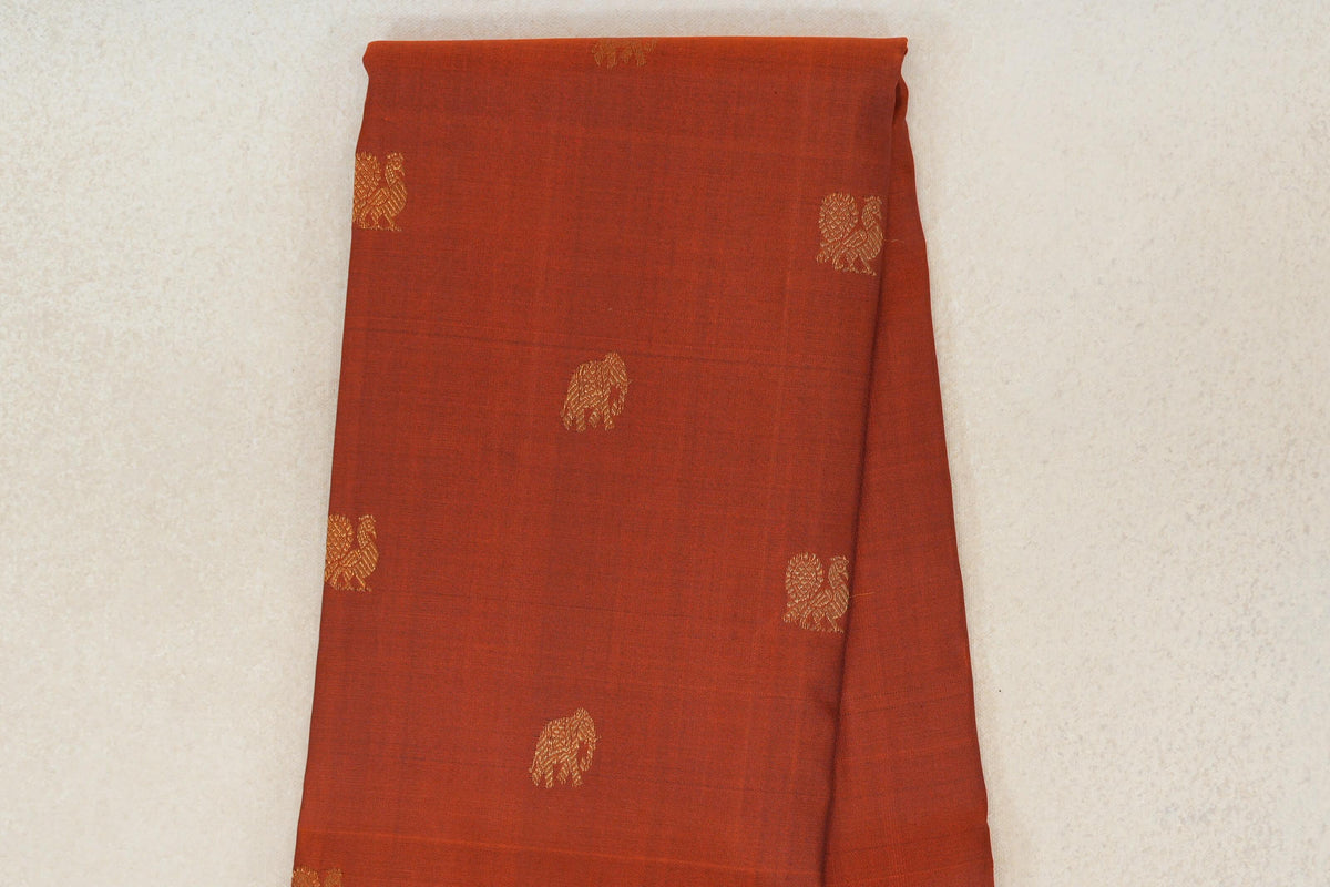 Rust Orange Vintage Kanjivaram Silk Saree body zoom