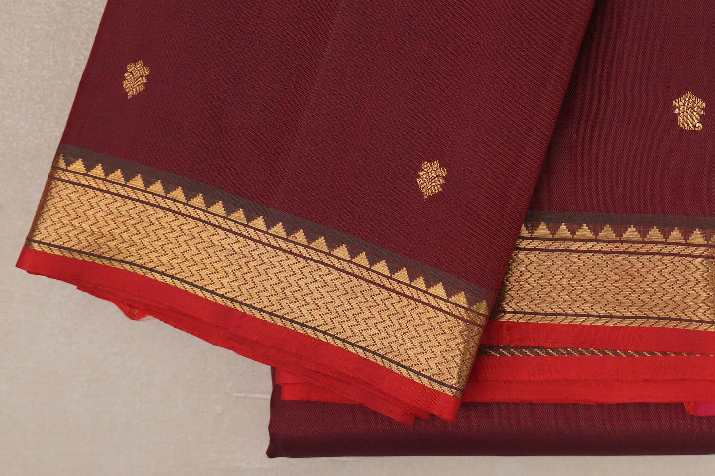 Reddish Maroon Vintage Kanjivaram Silk Saree SS9193