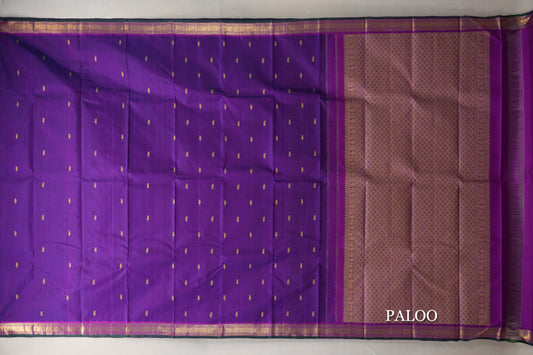 Deep Violet Vintage Kanjivaram Silk Saree paloo