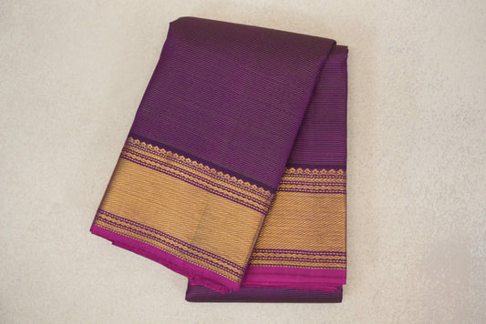 Folded Deep Purple Vintage Kanjivaram Silk Saree 